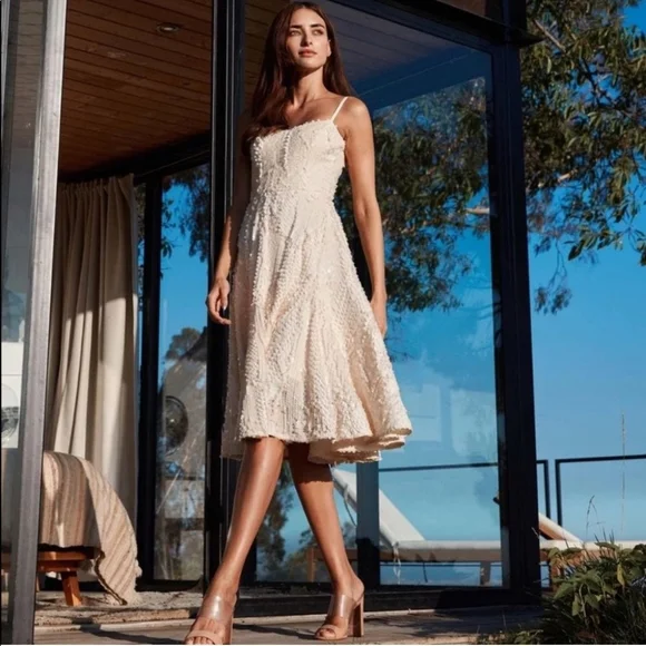 SOLD NWT Dress The Population Cream Flora Sequin Dress - Picture 1 of 3